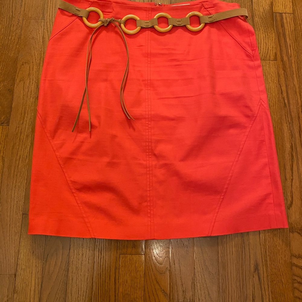 BANDOLINO Stretch A-line Orange Skirt and tie belt